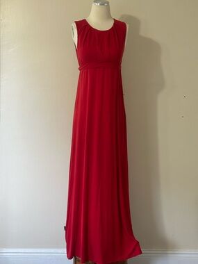 Ted Baker Sleeveless Red Maxi Dress - Elegant Gathered Bodice